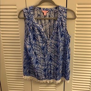 Lily Pulitzer Blue Fringe Tank L